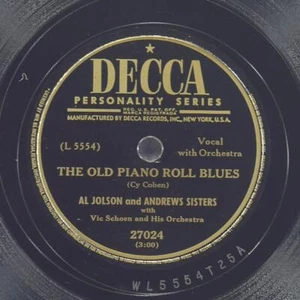 AL JOLSON / ANDREWS SISTERS The Old Piano Roll Blues DECCA 27024 VG+ 78 10" 1950 - Picture 1 of 4