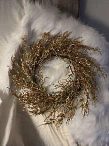 Gold Glitter Coral Twig Wreath  22” Wreath New
