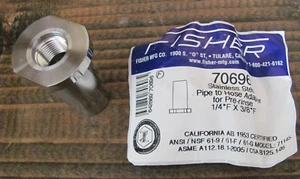 Fisher 70696 Stainless Steel Pipe to Hose Adapter for Pre-Rinse 1/4" F x 3/8" F - Picture 1 of 3