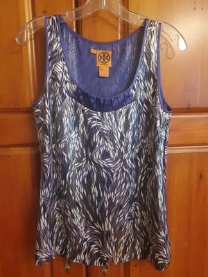 tory burch Blouse size 4 Side Zippered  Purple White Sliver Threads - Image 1 of 4