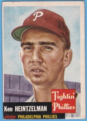 1953 Topps #136 Ken Heintzelman. Philadelphia Phillies. EX (OC). - Image 1 of 2