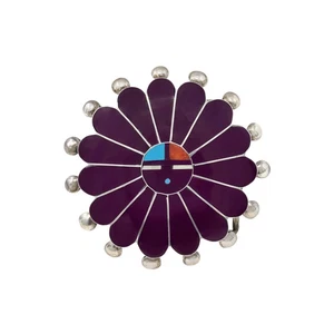 Pauline Lonjose, Hebilla, Multipiedra, Plata de Ley, Zuni Hecho a Mano, 3" - Imagen 1 de 3