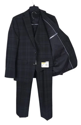 Traje de 3 piezas de lana elástica ajustado Bar III para hombre verde negro a cuadros 36R 29x30 nuevo con etiquetas Foto 1 de 4