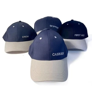 Four adjustable Navy-Blue Baseball Caps, Skipper, Cabin Boy, First Mate and Crew - Picture 1 of 7