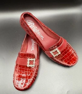 Brighton 8,5 Mishel" roter Lippenstift italienisches Lackleder Halbschuhe silberne Schnalle - Bild 1 von 11