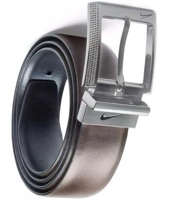 Nike Hombres Marrón/Negro Cinturón de Cuero Talla 42 Hebilla Girada Reversible NUEVO CON ETIQUETA Foto 1 de 4