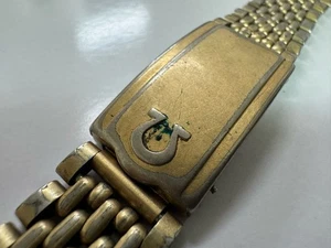 Genuine OMEGA Vintage SS Bracelet Watch Band Rice Bracelet Gold 18mm Lug #446 - Picture 1 of 10