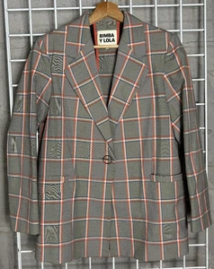 Bimba Y Lola Women’s Size 38 Blazer Jacket Plaid Checkered buisness casual - Picture 1 of 10