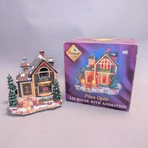 Premier Glasfaser beleuchtetes Haus mit Animation (1998) Vintage Weihnachtsdeko - Bild 1 von 20