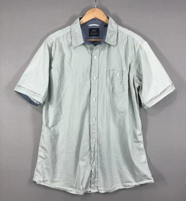 Weatherproof Shirt Men's Large Green Geometric Button Down Short Sleeve Pocket - Image 1 of 4