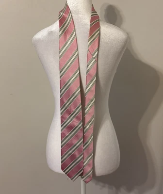 Corbata Donald J Trump Signature Collection Para Hombre Rosa Rayas 100% Seda Foto 1 de 4