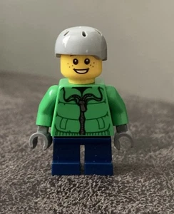 Lego Minifigure Boy With Gray Helmet And Green Jacket Lego Advent Calendar 4428 - Picture 1 of 2