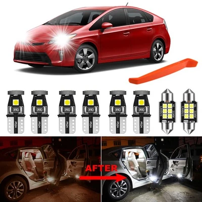 10 Bulb LED Interior Light Kit Xenon White Dome Light for 2010-2019 Toyota Prius - Image 1 of 4