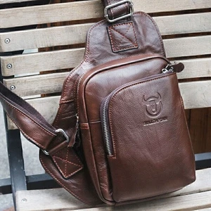 Herren Sling Rucksack Echtleder Brusttasche Crossbody Tasche Schultertasche - Bild 1 von 18