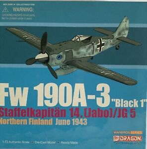 Dragon WINGS FW 190A-3 Black 1 Staffelkapitän 14. Jabo Fertigmodell Metal 1:72