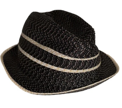 Ariane Millinery Navy White Brown Black Fedora Hat Handmade  Los Angeles 8” Diam - Изображение 1 из 4