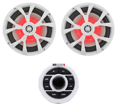 MB QUART GMR-1.5W Marine Receiver w/Bluetooth/USB/Aux+(2) Rockville 8" Speakers - Image 1 of 4