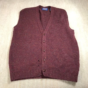 Pendleton Sweater Mens Large Vest Shetland Virgin Wool Red Chunky Casual Adult - Picture 1 of 12