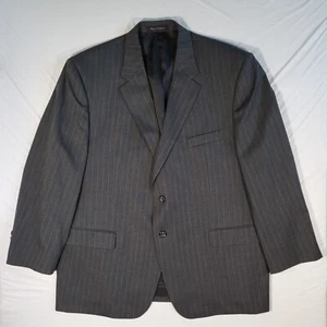 Chaps Suit Jacket Blazer Mens 48R Sport Coat Wool Gray Striped - Picture 1 of 17