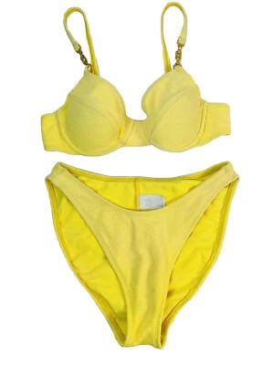 Conjunto de 2 piezas de bikini push up amarillo de colección años 80 para mujer 10 piezas Foto 1 de 4