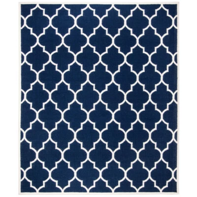 SAFAVIEH Dhurries DHU632D Handwoven Navy / Ivory Rug - Image 1 of 4