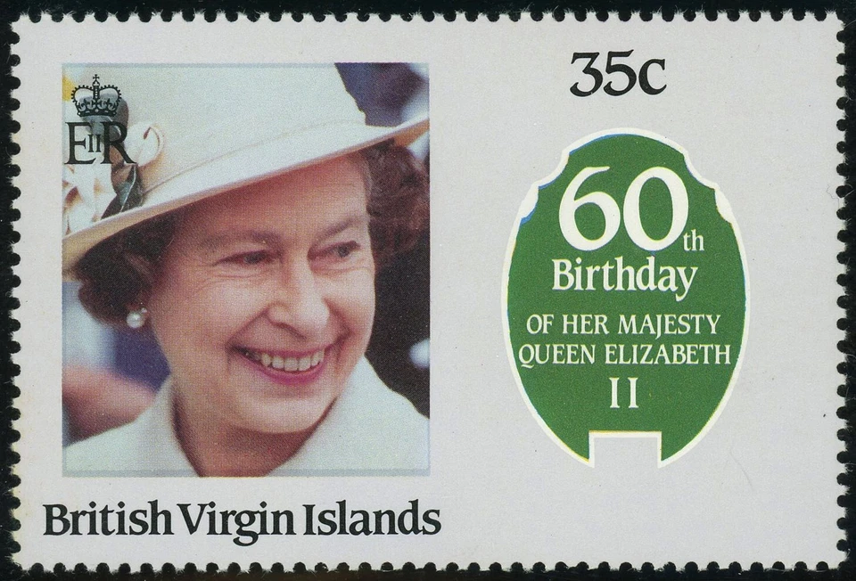 British Virgin Islands Queens Elizabeth 60th Birthday Blue Color Omitted 1986 NH - Image 1 of 1