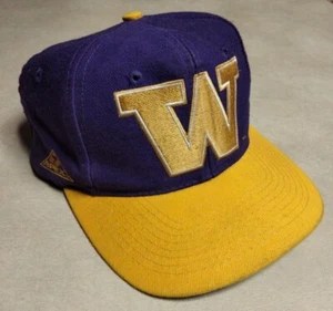 VTG 90s Rare! NCAA Washington Huskies Apex Block Head Snapback Hat Cap - Picture 1 of 8