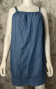Vestido recto Crown Ivy Mujer 2X Azul Cambray Bordado Sin Mangas Nuevo con Etiquetas - Imagen 1 de 9