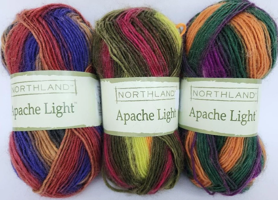  100% lã lt.DK 3 novelos NORTHLAND APACHE LIGHT fio várias cores malha crochê - Imagem 1 de 4