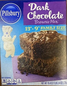 Pillsbury DARK CHOCOLATE 13" X 9" Family size Brownie Mix 18.4 oz Box - Picture 1 of 3