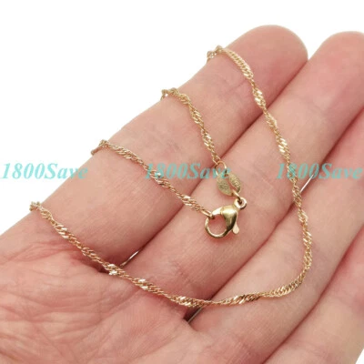 Collar de cadena ondulada muy delgada de 16"-24" 1 mm relleno de oro rosa de 18 quilates sin deslustre F142 Foto 1 de 3