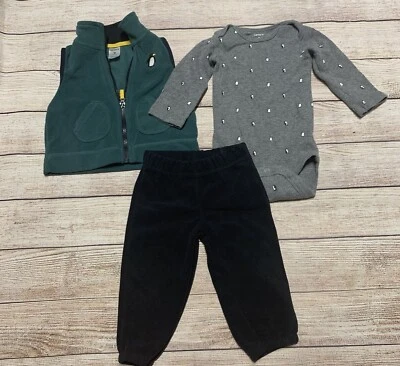 Carter’s Baby Boy 9 Meses Pingüino Navidad/Invierno Chaleco Set Foto 1 de 4