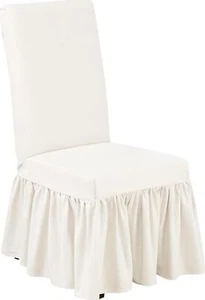 SureFit Essential Twill Ruffled Long Dining Chair Slipcover, Dining Chair Cover - Picture 1 of 3