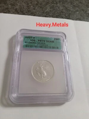 2007-S WYOMING Silver Proof Quarter PR70 ICG NICE LOW PRICE!! - Image 1 of 4