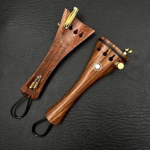 2pcs rosewood  Inlay ebony Violin Tail Piece With Gut Fine tuner 4/4#1 - Picture 1 of 2