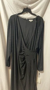 Plus Size Calvin Klein Dress 22W Black Shimmer Wrap Dress - Picture 1 of 7