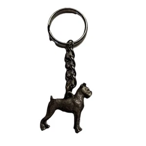 Vintage Boxer Dog 1994 Fine Pewter Keychain G.G. Harris 3.5” Long Made In USA - Picture 1 of 2