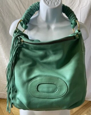 Bulga Turquoise Real Leather Purse Bag Boho Luxury Biker Glam Pocketbook Fringe - Image 1 of 4