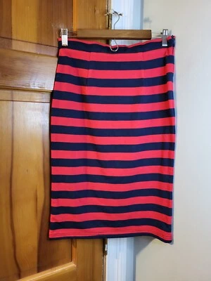 Anthro Francesca's Striped Pencil Skirt Blk & Navy  Sz L - Image 1 of 4