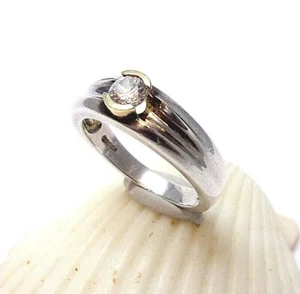 toller DIAMONIQUE Bicolor Ring teilvergoldet Cubik Zirkonia 925Silber Gr.59 DQCZ - Bild 1 von 3