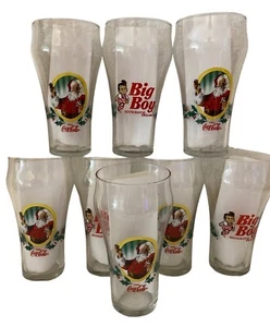 Big Boy Restaurant Santa Coca Cola 8 Glasses Santa Christmas - Picture 1 of 4