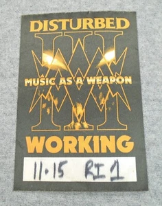 2001 Music As A Weapon concert tour DISTURBED BACKSTAGE PASS working crew cloth - Picture 1 of 2