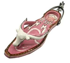 Diane Artware Ceramic Longhorn Pink Sandal Spur Cowgirl Cool Candle Holder Texas - Picture 1 of 6