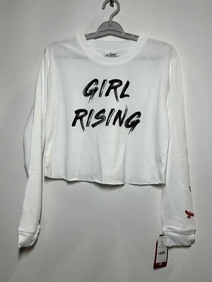 Camiseta Para Mujer Manga Larga Niña Elevada Recortada Gráfica Blanca - Juniors' XL  Foto 1 de 2