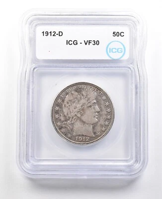 1912-D Barber Half Dollar VF30 ICG *3552 - Image 1 of 3