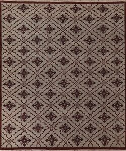 Geometric Tribal Gray Square Agra Area Rug Wool Hand-knotted Oriental Carpet 8x8