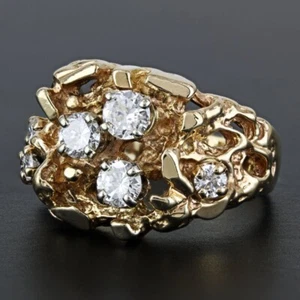 Vintage 14k Rose Gold Diamond Nugget Cocktail Ring by Magic Glo - Picture 1 of 8