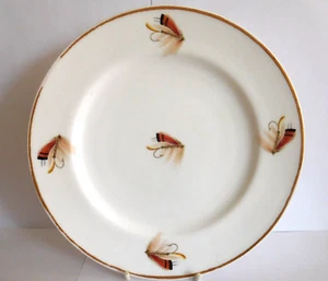 UNCOMMON ANTIQUE 19TH CENTURY MINTON PLATE HAND PAINTED WITH FISHING FLIES - Picture 1 of 13
