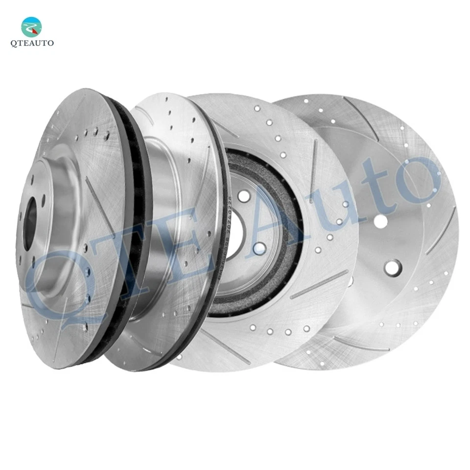 4P F 320mm-R 308mm Drilled Brake Rotors For 2016-2020 Infiniti QX60 5 Stud Wheel - Image 1 of 4