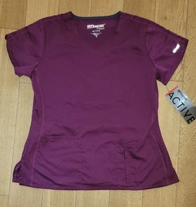 NEW! Grey's Anatomy WOMENS Wine Scrub Top Size Large - Picture 1 of 5